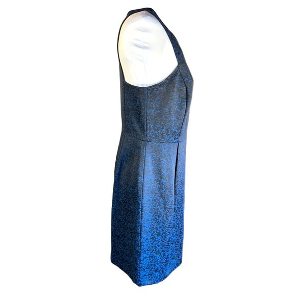 Ann Taylor Loft Sleeveless Blue & Black Textured Sheath Dress With Back Zipper - Picture 7 of 7